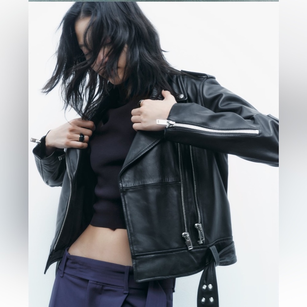 Zara 100% Genuine Leather Jacket NWT - Picture 2 of 11
